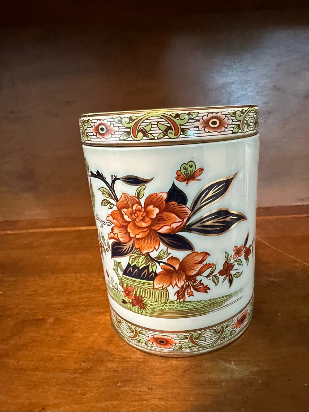 Vintage English Floral Tea Tin Canister The Box Company David Carter  England UK